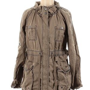 Brown Cotton Utility Jacket - Size Medium